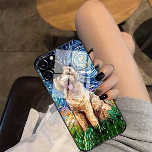 Goldendoodle Night Phone Case Glass Phone Case For iphone 12 11 Pro Max XS XR X 8 7 Plus SE2 Case