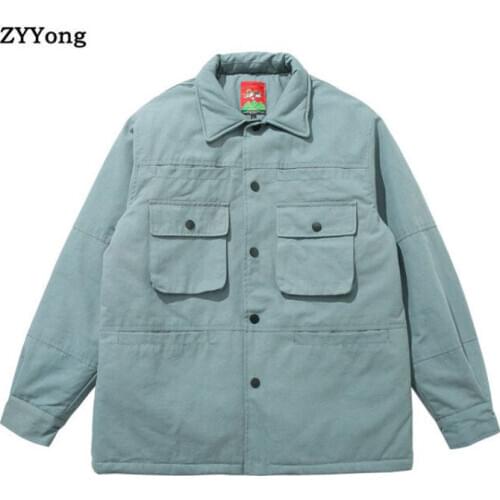 2020 Winter Japan Style Mens Parka Cotton Warm Coats Thick Jackets Padded Overcoat Male Tooling Outerwear Mens Brand Clothing