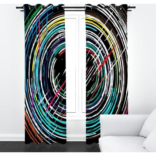 Custom Creative photo colorful geometric circles pattern window curtain For Living room Bedroom Half-Blackout Drapes Sets