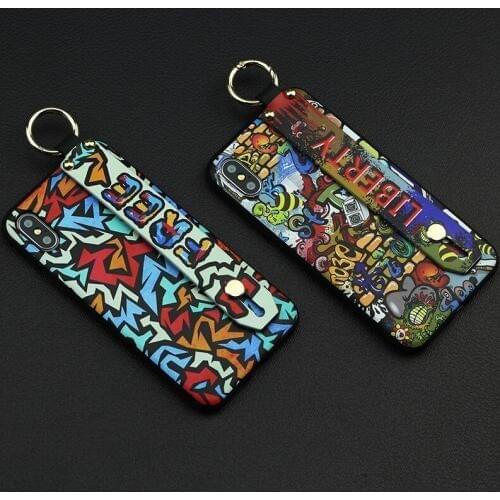 Shockproof Phone Case For iPhone 6s/6p/7/7p/8/8p/X/XR/XS Max/SE 2020/SE2 Lanyard TPU Phone Holde Graffiti Silicone Cover