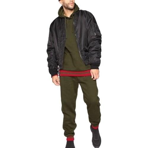 Pullover Hoodie Colored Stripe Ribbed Hem And Cuffs Sweatshirt Tracksuits Men