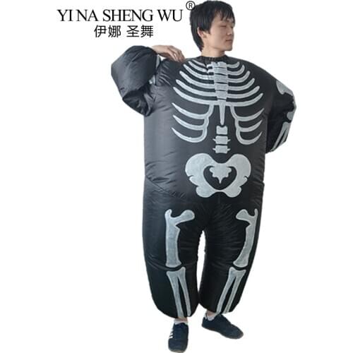 Ribs Ghost Inflatable Costume Adult For Men Women Blow Up Halloween Cosplay Clothing Set For Party Thanksgiving Christmas Toy