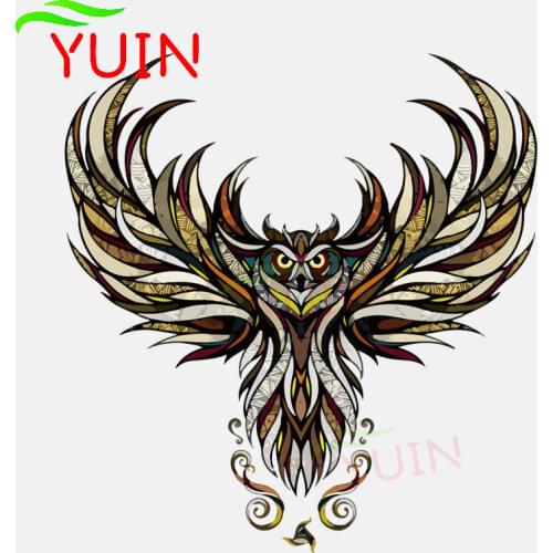 Stylish Wings-winged Owl Car Sticker Cartoon Style Decals Personalized PVC Decorative Waterproof Sunscreen Decal 14*13cm