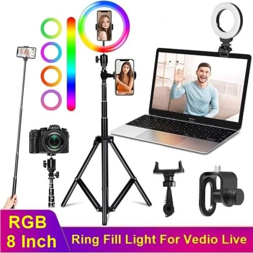Tongdaytech LED Selfie Ring Fill Light Dimmable RGB Ring Lamp With Tripod For Makeup Video Live Youtube Aro De Luz Para Celular