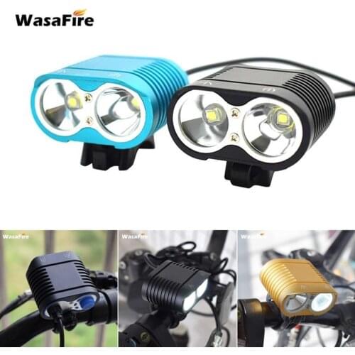 WasaFire 2* XM-L2 Bike Light 5000LM Bicycle Front Light MTB Head Lamp Outdoor Cycling Headlight + 8800mAh 18650 Battery Pack