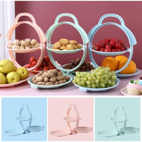 Rotating Snack Box Candy Food Storage Box Wedding Candy Plates Double-deck Dried Fruit Folding Snack Bowl