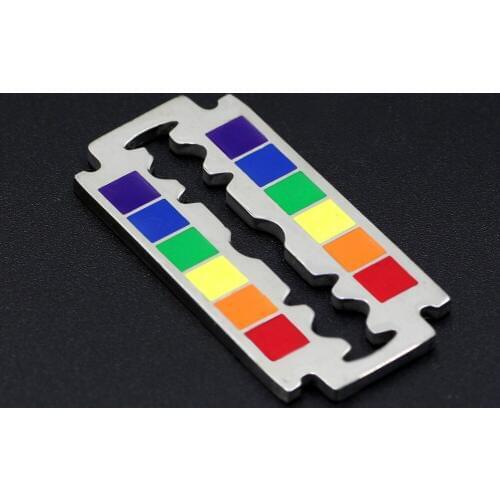 Youe shone Gay Flag Rainbow Razor Blade Pendant LGBT Gay and Lesbian Pride Necklace