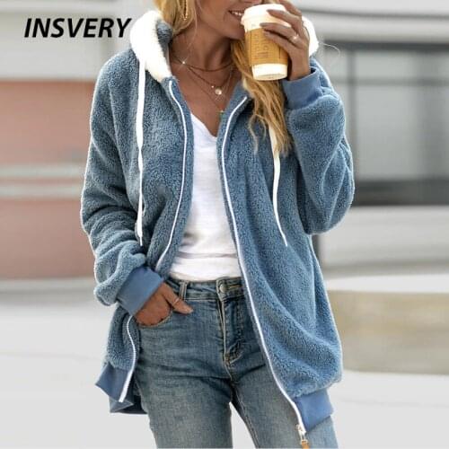 Winter Women Coat Plush Zipper Jacket Women Hoodies Coat Women Casual Warm Cardigan Solid Vintage Jackets Plus Size Tops