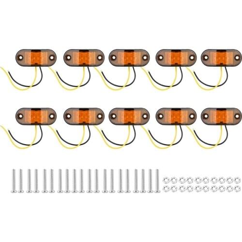 10Pcs 12V DC 2 Led Dynamic Side Marker Turn Signal Light Sequential Blinker Light For Trailer Truck Amber Red 2 Colors