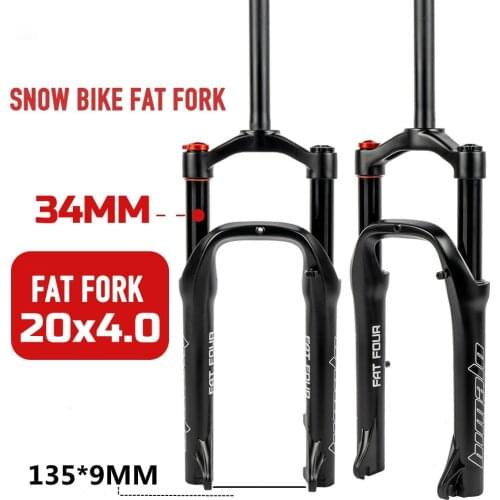 20 Inch MTB Mountain Bike Road Bike Fat Air Suspension Fork Shock Absorber Axle 135mm for Fatbike Beach Bike 4.0 Wide Tires