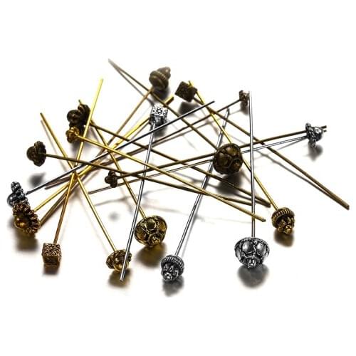 20pcs 50mm Antique Flower Head Pins for Jewelry Making Diy Beads Ball Pins Needles Findings Women Jewelry Accessories Wholesale
