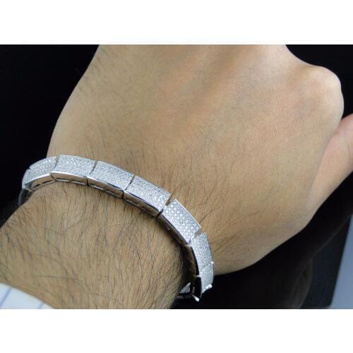 2017 factory wholesale Top quality real micro pave cz curve band beaded link hip hop bling mens bracelet bangle jewelry