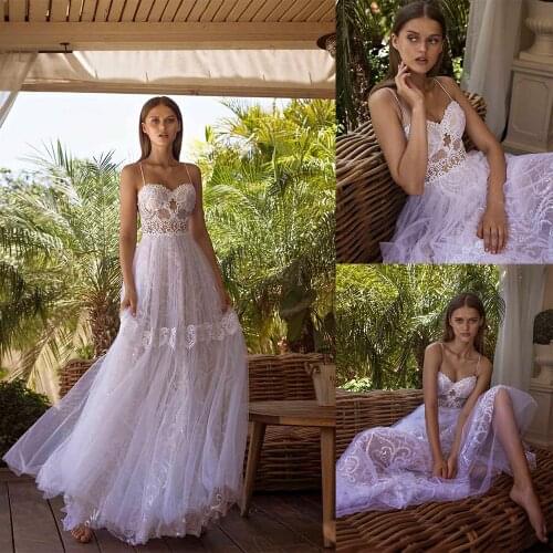 2020 Wedding Dresses Sweetheart Lace Appliques Beach Bridal Gowns Sexy Backless Sweep Train A Line Wedding Dress