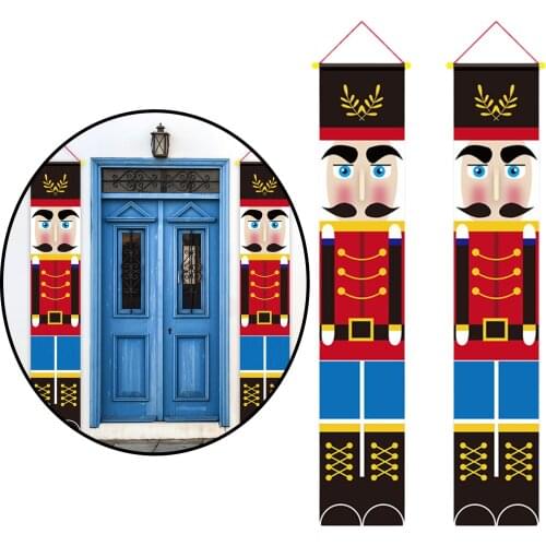 2pcs Merry Xmas Nutcracker Door Banner Life Size Soldier Model ing Holiday Clearance Decor Outdoor Party Wall Decoration