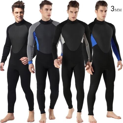 3mm Men Neoprene wetsuit Elastic One Pieces full bodysuit Wetsuit zipper Diving Swimsuit diving suit keep warm Diving Equipment