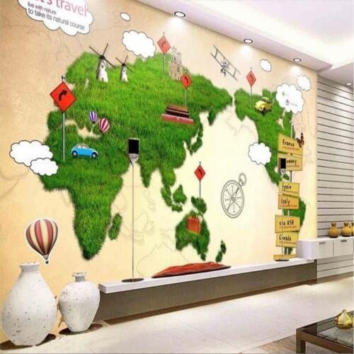 3d cartoon map living room TV background wall professional production mural factory wholesale wallpaper mural poster photo wall