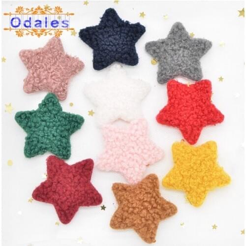 40Pcs Mixed Teddy Plush Star Appliques Sewing on Baby Shoes Socks Hat Underpants Winter Clothing Decoration DIY Hair Accessories