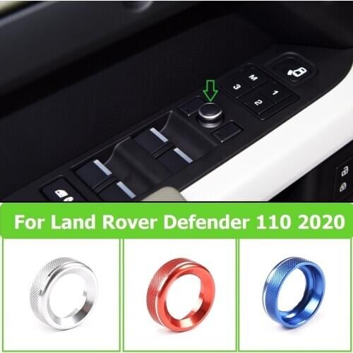 Alloy Silver/Red/ Blue Car Reversing Mirror Adjustment Knob Cover Trim For Land Rover Defender 110 130 2020 Car Accessories