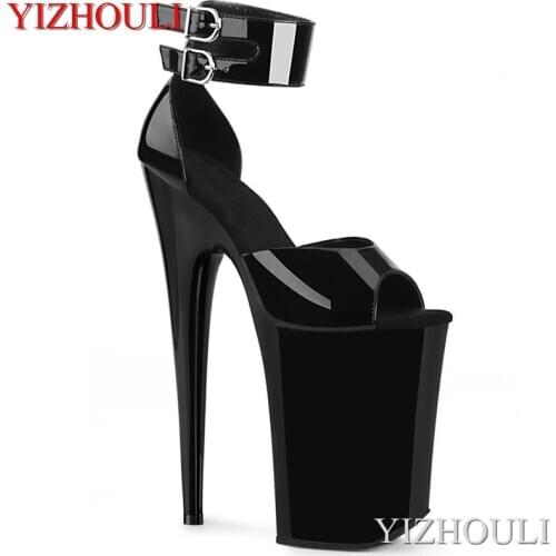 Buckle heels, 23cm sexy stiletto sandals, shiny upper, 9in super heels, summer dancing shoes