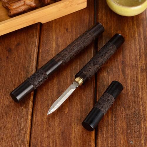 Stainless Steel Tea Knife Ebony Dragon Phoenix Knife Chinese Kung Fu Puer Tea Set Accessories Pry Tea Tool Teaware Needles Cones