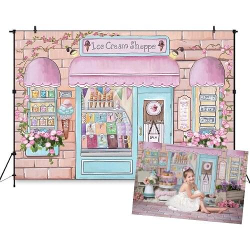 Baby Shower Background For Photography Girl 'S Birthday Backdrop For Photo Booth Ice Cream Shoppe Childewn Background Photobooth