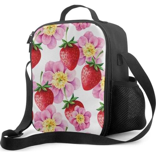 Fruits Strawberry Lunch Bags Girls Women Shoulder Crossbody Lunch Bags Cooler Insualtion Bag for School Work Picnic