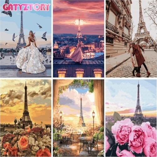 GATYZTORY 40x50cm Frame Painting By Numbers Sunset Towel Landscape Picture HandPainted On Canvas Home Decor Crafts