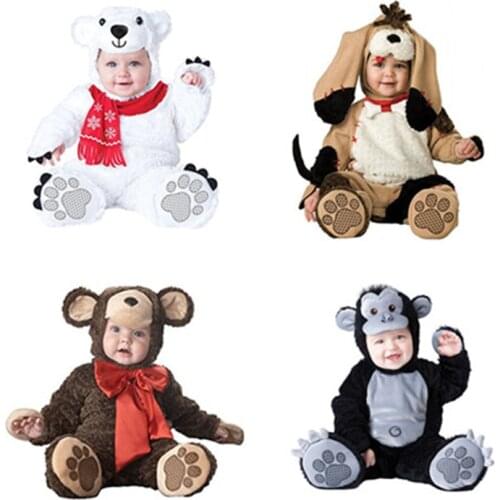 Halloween Costume Baby Boy Clothes Girls Monkey Polar Bear Romper Kids Clothing Set Baby Hat Socks Toddler Cosplay