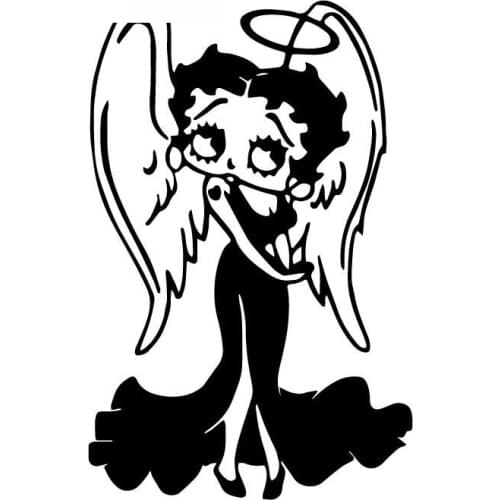 Beauty Angel Doll Creative Car Sticker Fashion Decoration Applique Personality PVC Waterproof Applique Black/White, 17cm*11cm