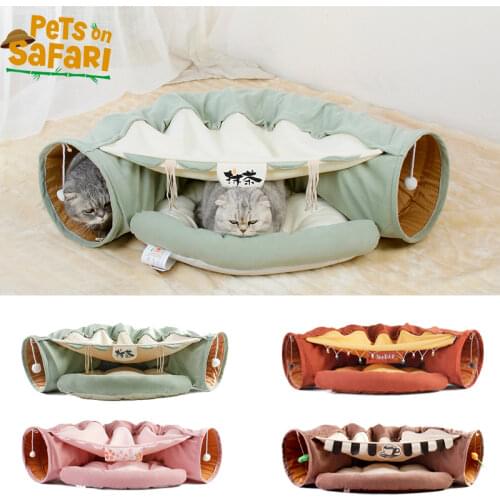 Cat Bed Tunnel Collapsible Removeable Cat Tunnel Tube Pet Interactive Play Toys with Plush Balls For Cat Puppy Pet Supplies
