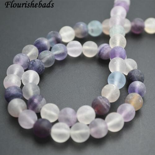 Natural Matte Multi Color Fluorite Stone Round Loose Beads 4mm 6mm 8mm 10mm 12mm