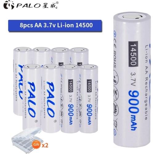 PALO 14500 Battery 900mah 3.7 V AA lithium ion rechargeable batteries AA for flashlight