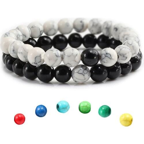 Fashion Turquoise Set Bracelet Hand Chain Hand-made Black Frosted String Beads Bracelet Yoga Energy Bracelet Leisure Jewelry