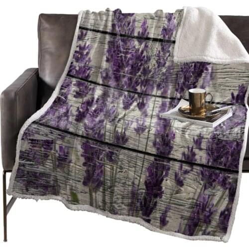 Lavender Wood Purple Flowers Bouquet Blanket Floral Fleece Blanket for Kids Girl Couch Soft Plush Bedspreads Quilt Drop Ship