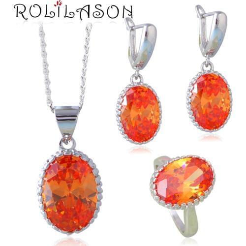 ROLILASON Teemi Cubic Zirconlia Jewelry Set Champagne Earrings Bracelets Necklaces Brooches for Wedding Jewelry JS650