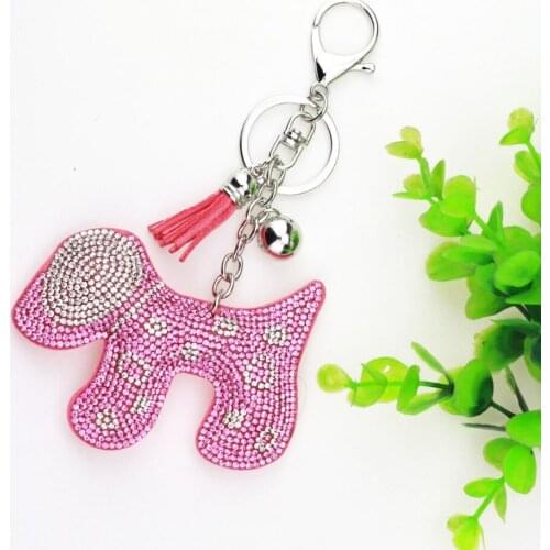 National Wind Tassel Rhinestone Gothic Woman Trendy Cute Animal Dog Leather Ring Pendent Dress Hook Cat Keychain TZ65