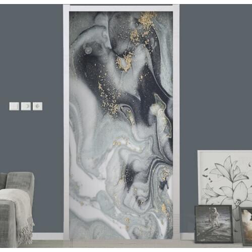 Modern Ink Landscape Marble Door Sticker 3D Abstract Mural Wallpaper Living Room Bedroom Art Door Poster PVC Waterproof Stickers