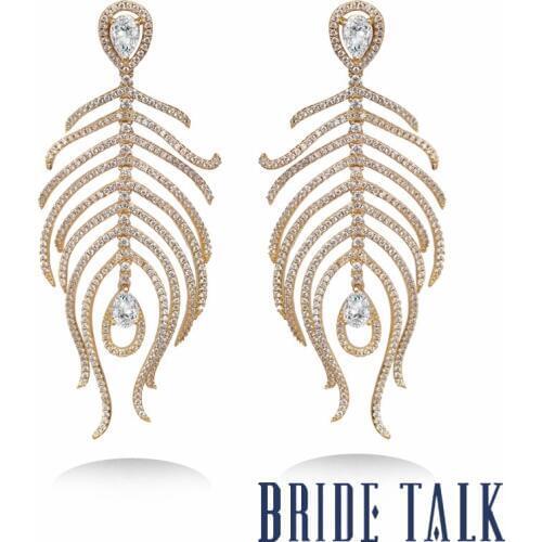 Bride Talk New Arrivals Trendy Women Earrings Shiny Crystal Cubic Zirconia Luxury Elegant Jewelry For Wedding Engagement Gift