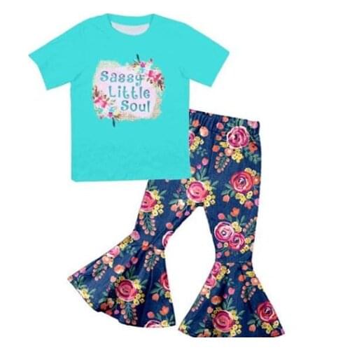 2020 Little kids new style spring summer BABY clothes hot sale floral print infant toddler baby girl boutique outfits 2 pcs set