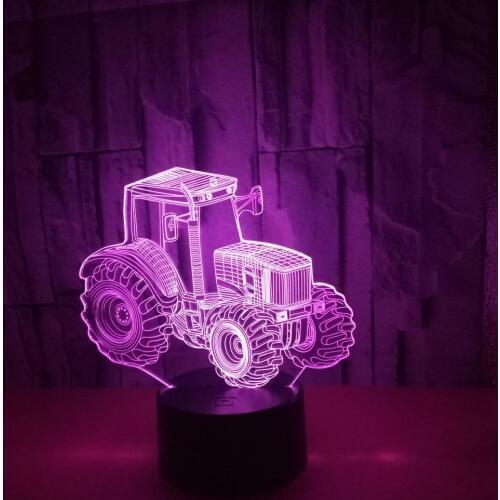New Tractor 3d Nightlight 7 Colorful Touch Remote 3d Lamp Creative Gifts Atmosphere Stereo Usb Led 3d Light Fixtures