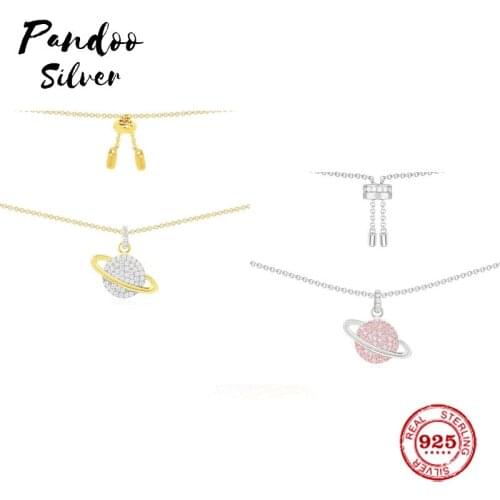 Fashion Charm Sterling Silver Copy 1:1 Copy,Adjustable Yellow & Pink Silver Planet Necklace Women 2021 Jewelry Gift With Logo