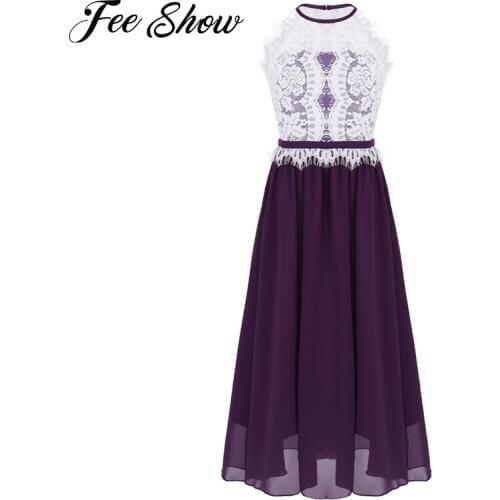 Sleeveless Halter Flower Girls Dress Floral Lace Dress Vestido de festa Kids Princess Wedding Birthday Party Ball Gowns Dress