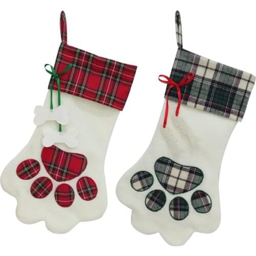 50 PCS Dog Paw Gift Candy Bag Pet Christmas Stocking Animal for Kids Indoor Decor