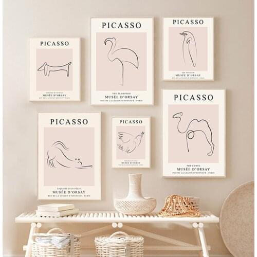 Pablo Picasso Cat Print Animal Sketch Dog Drawing Canvas Painting Exhibition Poster Gallery Wall Art Pictures Home Room Decor