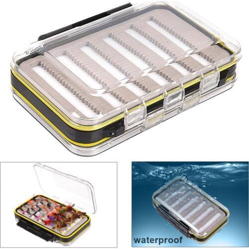 15x10x4.65cm Transparent Double-sided Waterproof Fly Fishing Box with Slit Foam Fishing Lure Hook Bait Fishing Tackle Box Hot