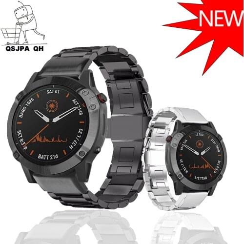 26/22mm Watchband For Garmin Fenix 6X Pro 6 5 5X Plus 3HR 935 Metal stainless steel Band Fenix 6 Fenix 5 Smart watch Accessories