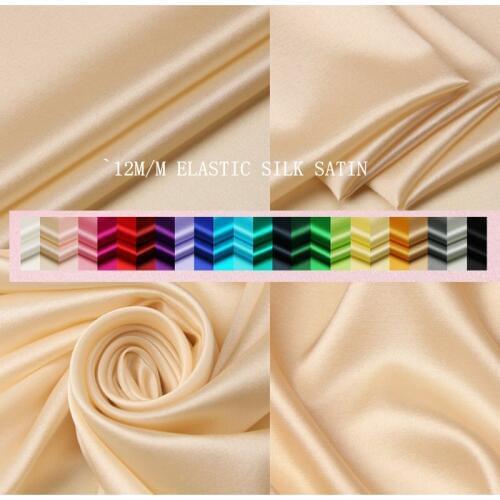 12m/m 114cm Width Elastic Silk Satin Fabric For Silk Dress Silk Garment Silk Lining Fabric HL299