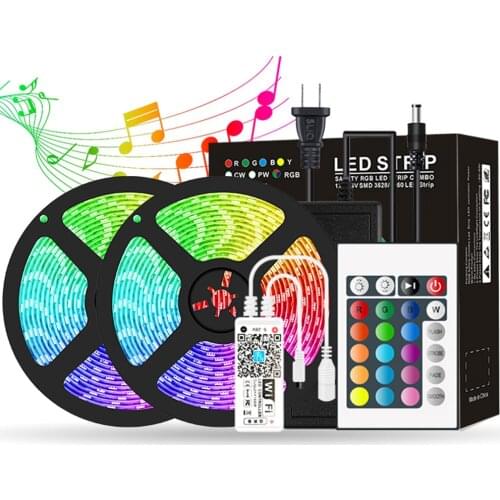 10M LED Strips Lights WiFi Magic Home APP Control 5M Work with Alexa 12V RGB Stripe Ribbon Tape for Bedroom Wall Decoration 220V