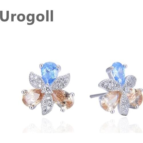 Noble Women Earring 925 Sterling Silver Jewelry Pearl Earrings Girl Colored Crystal Zircon Earring For Girl Dress Up