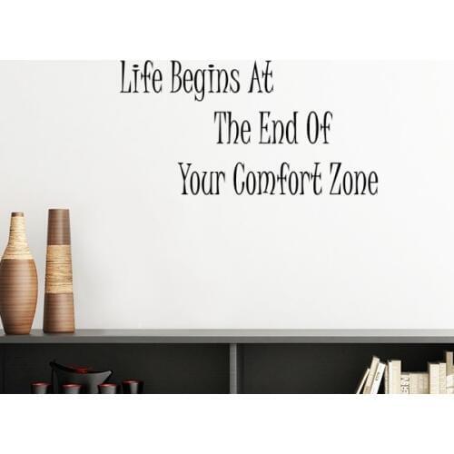 Life begins at the end of your comfort zone Silhouette Removable Wall Sticker Art Decals Mural DIY Wallpaper for Room Decal